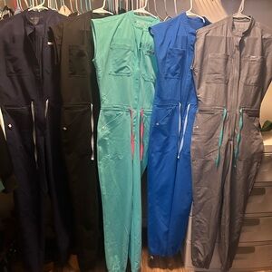 5 Figs Rafaela Cargo ScrubJumpsuit™ Navy, Teal, Royal Blue, Charcoal, Black